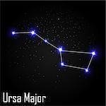 Ursa Major Constellation with Beautiful Bright Stars on the Background of Cosmic Sky Vector Illustration EPS10