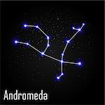 Andromeda Constellation with Beautiful Bright Stars on the Background of Cosmic Sky Vector Illustration EPS10