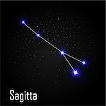 Sagitta Constellation with Beautiful Bright Stars on the Background of Cosmic Sky Vector Illustration EPS10