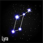 Lyra Constellation with Beautiful Bright Stars on the Background of Cosmic Sky Vector Illustration EPS10