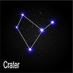 Crater Constellation with Beautiful Bright Stars on the Background of Cosmic Sky Vector Illustration EPS10