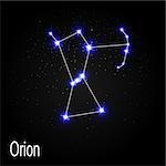 Orion Constellation with Beautiful Bright Stars on the Background of Cosmic Sky Vector Illustration EPS10