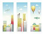 Vector vertical banners of cityscape. Vector illustration