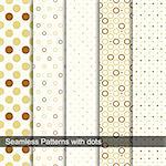 Decorative vector collection. Seamless retro patterns with circles and dots.