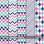 Geometric patterns - seamless vector collection in memphis colors, fashion style 80s-90s.
