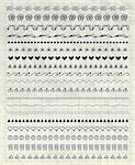 Collection of Pen Drawing Doodle Pattern Brushes, Tiles, Line Borders on Notebook Paper Texture. Decorative Sketched Rustic Vector Illustration