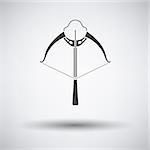 Crossbow icon on gray background with round shadow. Vector illustration.