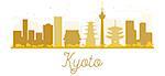 Kyoto City skyline golden silhouette. Vector illustration. Simple flat concept for tourism presentation, banner, placard or web site. Business travel concept. Cityscape with landmarks