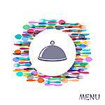 Restaurant menu cover design with colorful cutlery signs