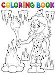 Coloring book cave woman theme 1 - eps10 vector illustration.