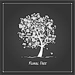 Art tree for your design on black background. Vector illustration