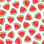 Seamless background with a lot of watermelon slices. Vector illustration. Isolated on white background. Clipping paths included.