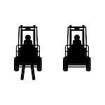 Black vector fork lift truck icon set isolated