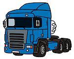 Hand drawing of a funny blue towing truck - not a real type