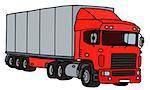 Hand drawing of a funny towing truck with a semitrailer - not a real type