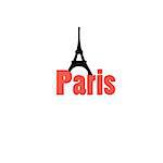 Beautiful vector icon with the word Paris and the Eiffel tower