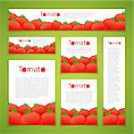 Set of banners with tomatos on green background. Clipping paths included.