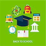 Back to School Concept. Flat Design Vector Illustration. Online Education and Web Tutorial Poster.