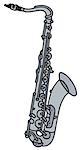 Hand drawing of a classic silver saxophone