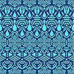 Blue vector ethnic tribal seamless pattern with ornaments