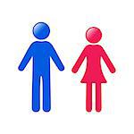 Colorful vector man and woman icons isolated