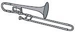 Hand drawing of a classic silver trombone