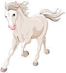 Illustration of running beautiful white horse