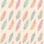Seamless Pattern Background Concept With Ethnic Feathers