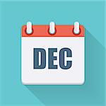 December Dates Flat Icon with Long Shadow. Vector Illustration EPS10