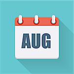 August Dates Flat Icon with Long Shadow. Vector Illustration EPS10