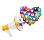 Social Media Marketing Icon. Hand with Megaphone  Vector Illustration EPS10