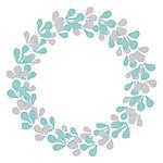 Pastel laurel wreath floral frame isolated on white background
