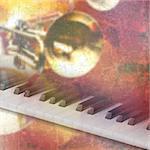 abstract red grunge music background with piano keys