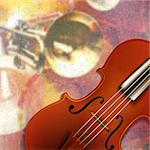 abstract red grunge music background with violin