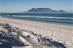 Mountains overlooking sandy beach