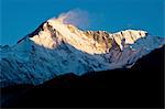 Snowy mountains overlooking valley