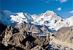 Snowy mountains overlooking valley