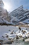 River in snowy mountain landscape