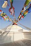 Prayer flags and dome roof of  Boudhanath , Kathmandu, Nepal