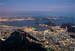 Distant view of Rio De Janeiro coastline at night, Brazil