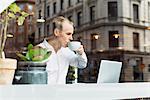 Sweden, Uppland, Stockholm, Man drinking tea