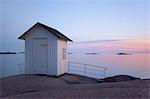 Sweden, Bohuslan, Lysekil, Beach house by sea