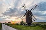 Sweden, Oland, Windmill at sunset