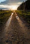 Sweden, Sodermanland, Stigtomta, Rural road at sunset