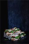 Sandwiches in dark room