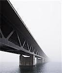 Sweden, Skane, Malmo, Oresund Bridge in fog