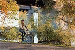 Sweden, Sodermanland, Stockholm, Sodermalm, Hornstull, Mid adult man riding bicycle