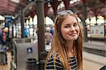 Denmark, Copenhagen, Portrait of teenage girl (16-17) at subway station