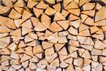 Close-up of Stack of Firewood, Upper Bavaria, Bavaria, Germany