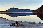 Lake Walchensee with Hoar Frost in Morning, Kochel am See, Upper Bavaria, Bavaria, Germany